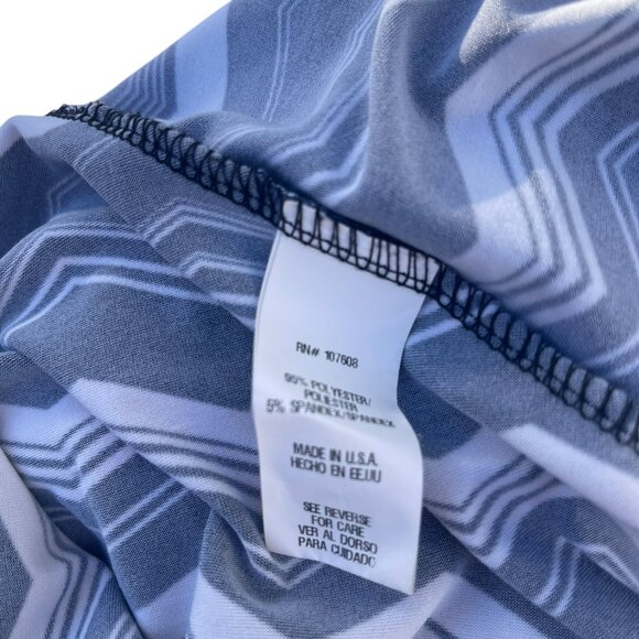 Karin Stevens Navy/White Chevron Knee Length Dress Size Large - Picture 4 of 10